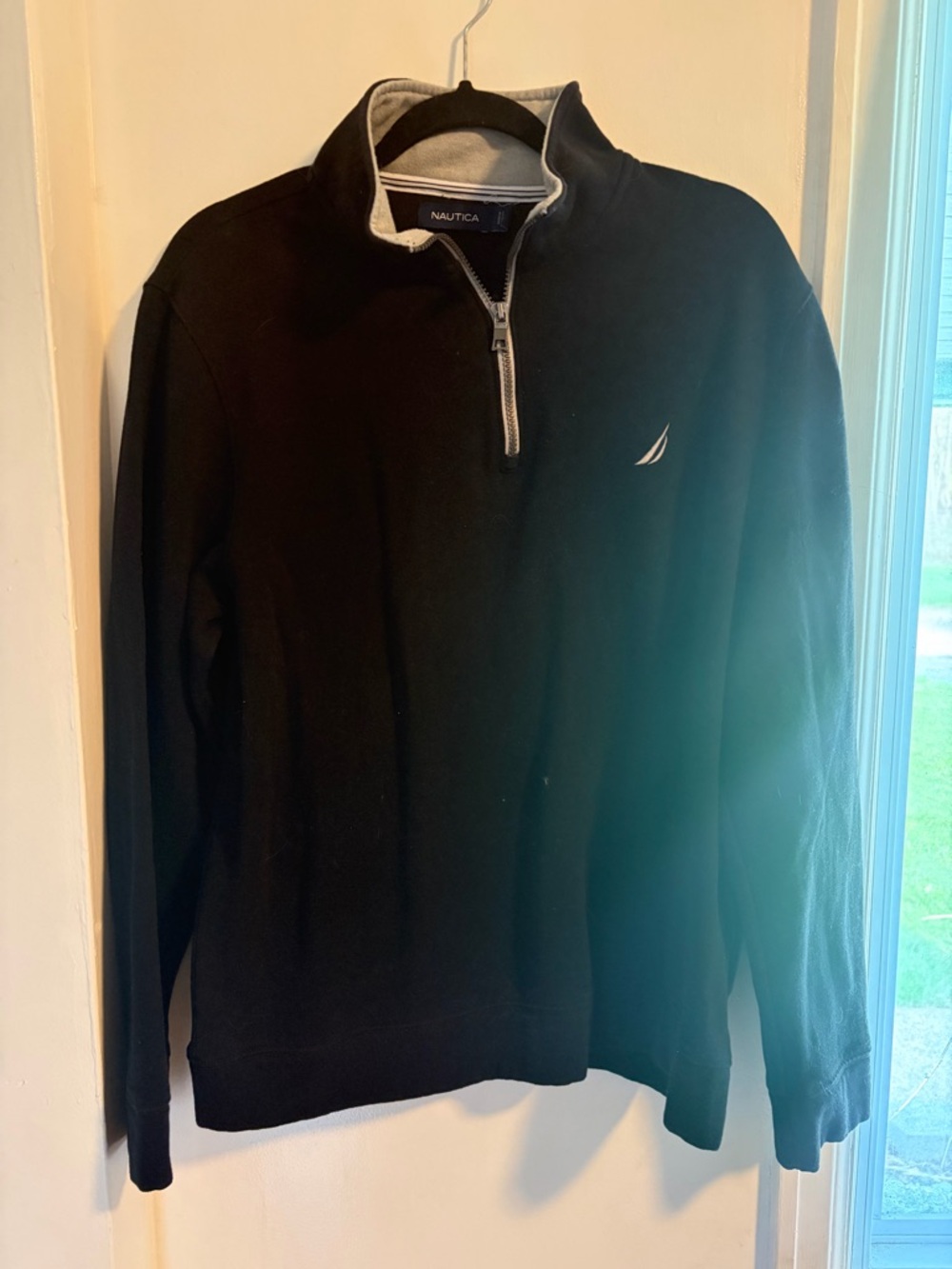 Nautica Men’s Black Half-Zip Sweater with Gray Trim